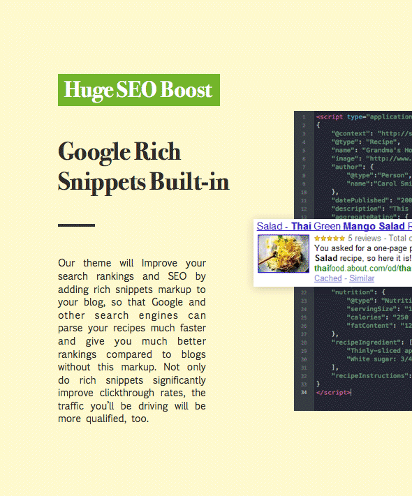 recipes wordpress theme with google rich snippet support