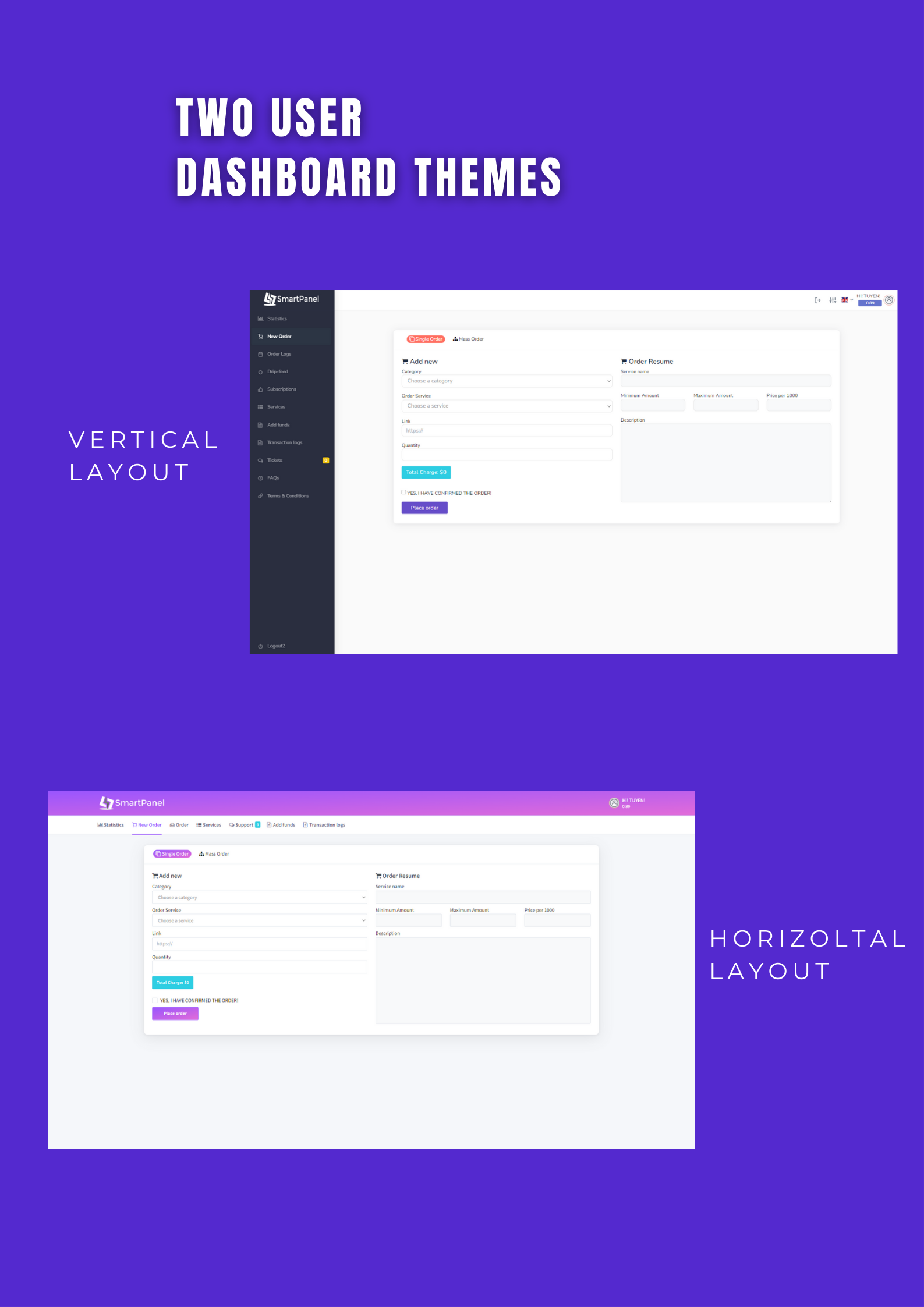 Smartpanel - two user dashboard